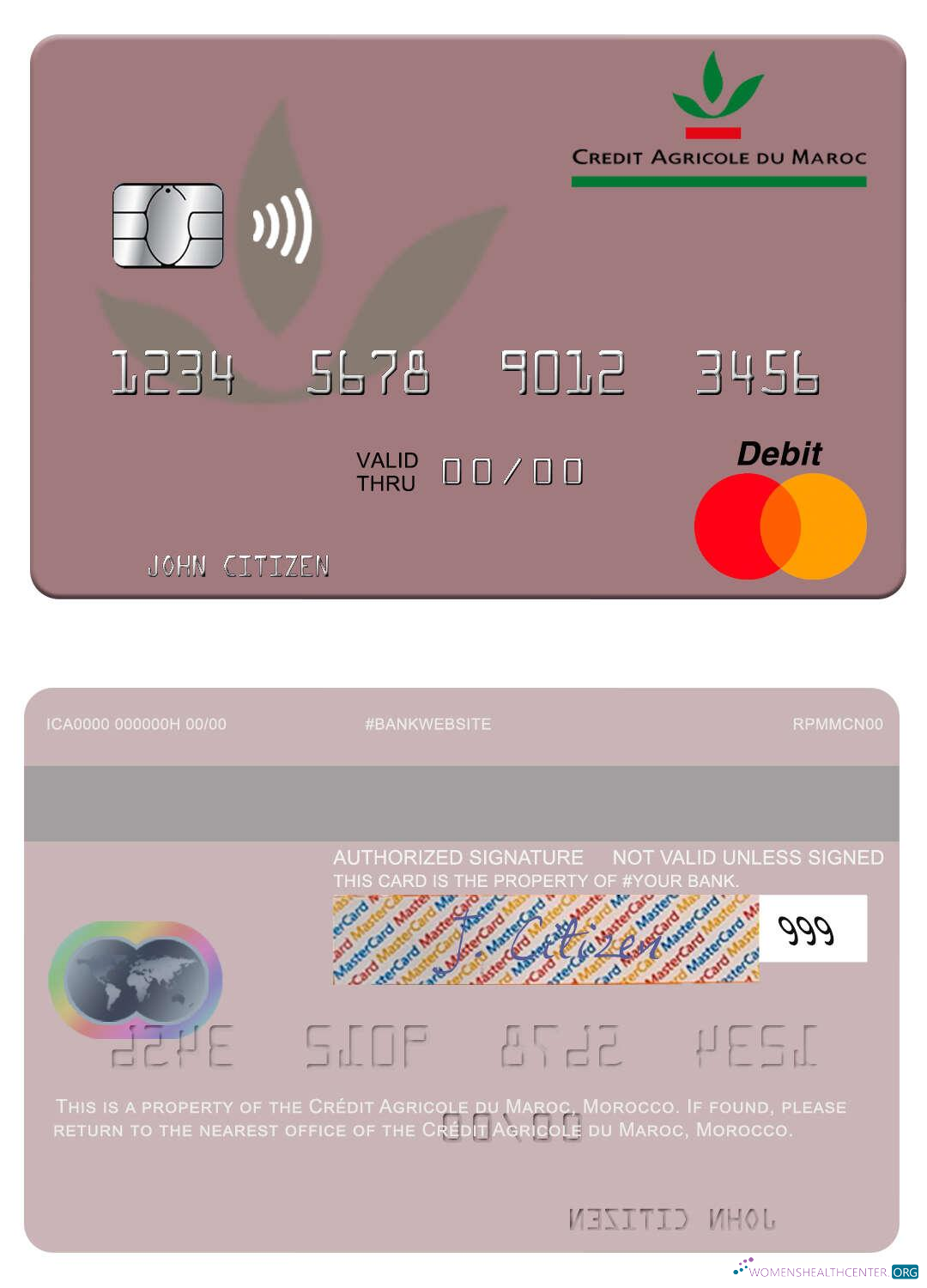 Download Morocco Crédit Agricole du Maroc mastercard Photoshop template